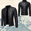 Мужская куртка из искусственной кожи с воротником-стойкой, деловая повседневная мужская модная мотоциклетная куртка
