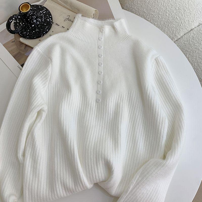 Трикотаж с полувысоким воротником, элегантные топы, женская мода, осень-зима, утолщенный внутренний свитер плюс флис, повседневный теплый пуловер