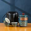 Guochao Stacked Flower Travel Tea Set Portable Express Cup One Pot Three Cups Tea Can Tea Pot Gifts