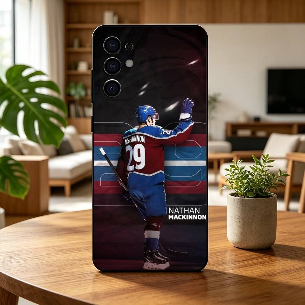 Hockey Player Nathan MacKinnon Phone Case Black Silicone Soft For Samsung S25,S24,S21,S22,S23,S30,Ultra,S20,Plus,Fe,Lite