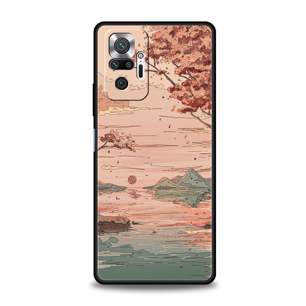 INS Korean Sunset Scenery For Xiaomi Redmi Note 12 5G Phone Case 10C 10 11 9 8 Pro Plus 9S 7 8T 9T 9A 8A 9C K50 K40 Gaming Cover