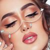 Women Vintage Waterdrop Zircon Half Frame Glasses Frame Elegant Temperament Versatile Rhinestone Glasses Party Xmas Decoration