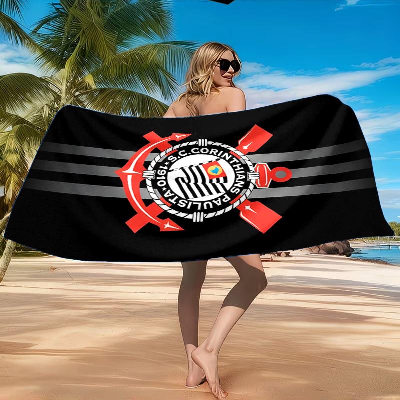 Sport Club Football Crest Printed Microfiber Beach Towel, Soft And Absorbent, Quick-Dry, Ideal for Summer Travel, Beach Essential, Swimming Pool