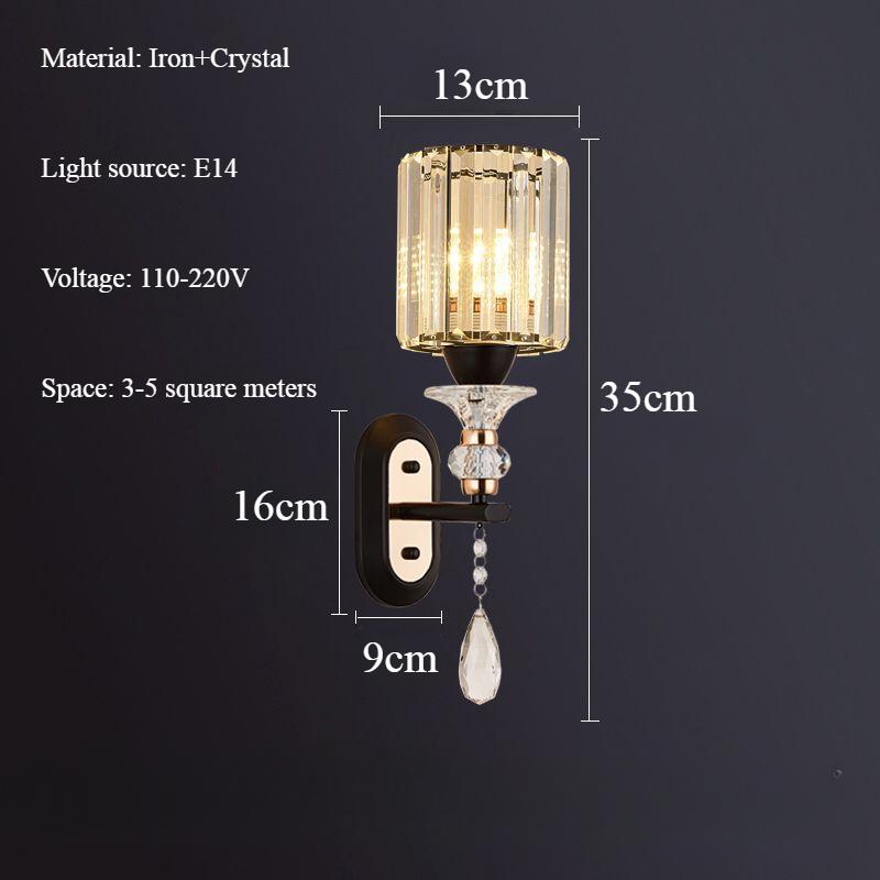 Light Luxury Crystal Wall Lamp Golden Black Background Wall Decoration Nordic Bedside Study Entrance Lighting LED Wall Light