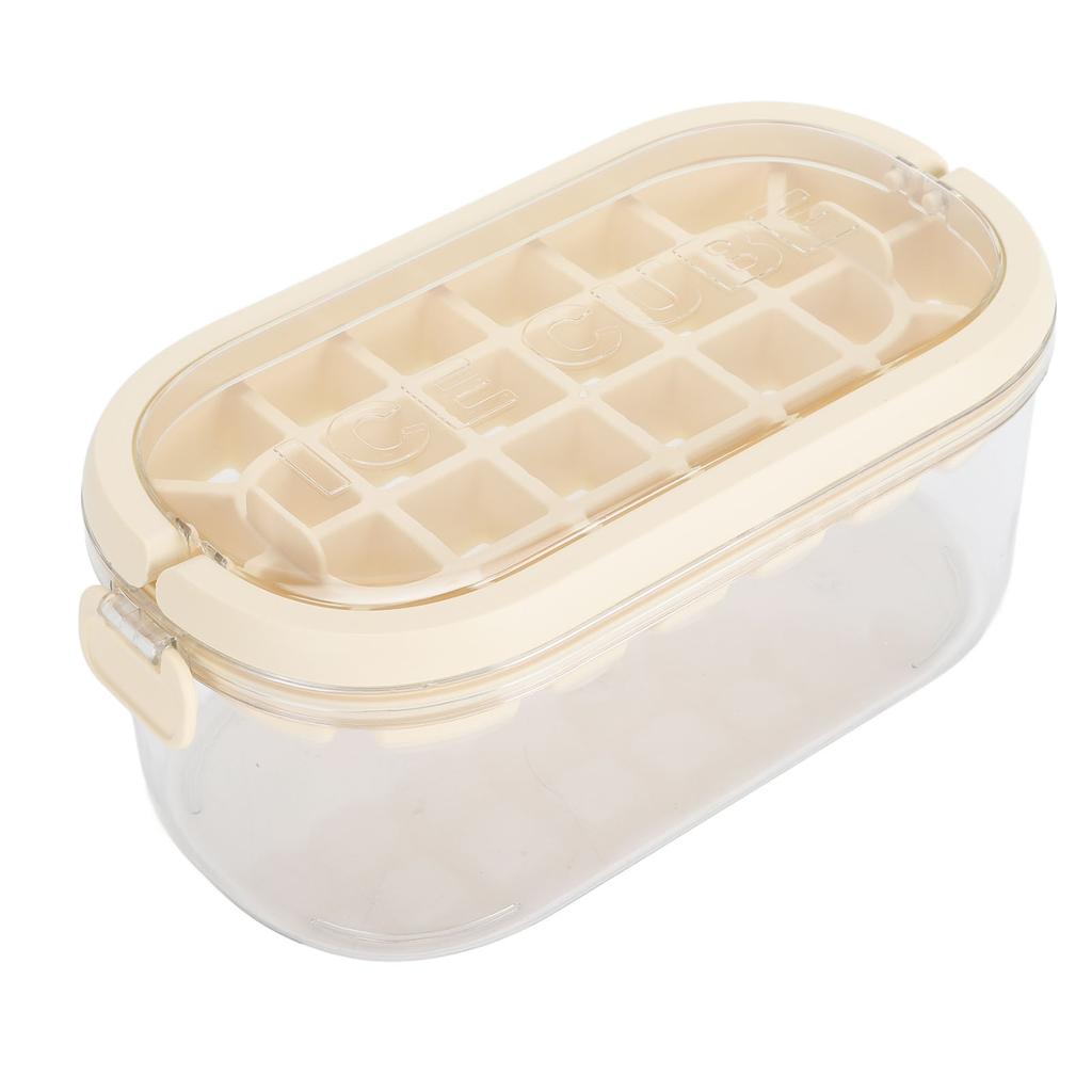 Ice Cubes Tray Double Layer 54 Grids Large Capacity Ice Maker Mould with Lid Bin Scoop for Freezer Beige (Soft Bottom