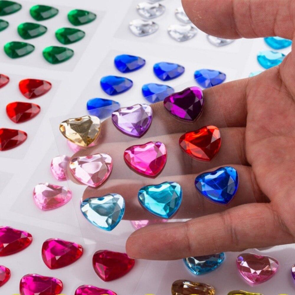 3D Acrylic Diamond Crystal Stickers Love Heart Face Gems Stickers for Party Show DIY Crystal Rhinestone Temporary Tattoos 4/18mm