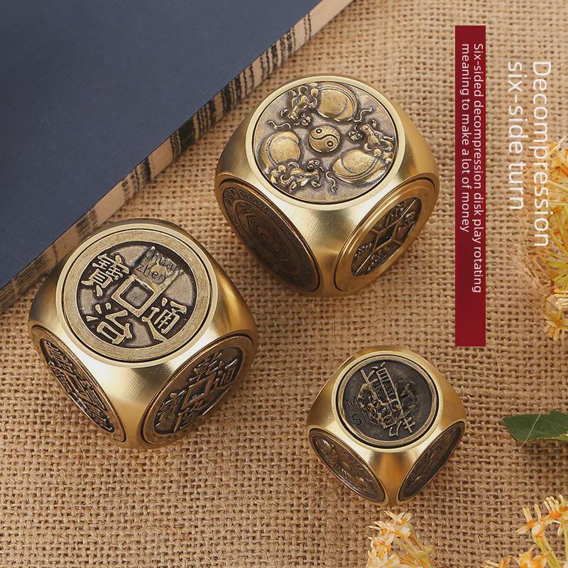 Латунные шестигранные декомпрессионные монеты для зарабатывания денег с изображением пяти императоров, медные монеты, орнамент