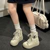 Popular Retro High-end Thick-soled Little White Shoes Women's 2025 New Autumn Skirt Heightening High-top Canvas Shoes