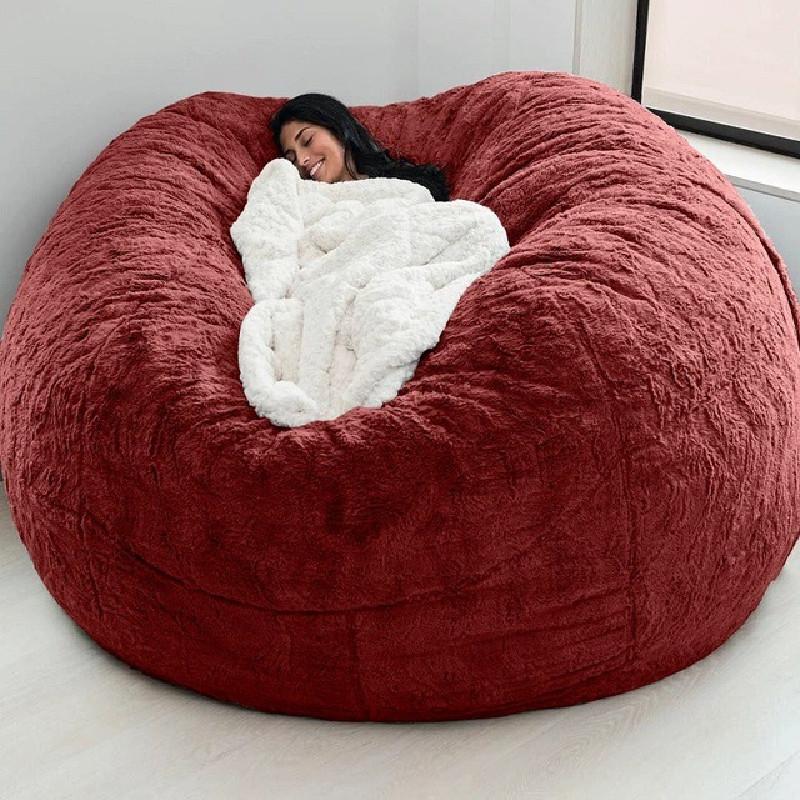 Solid Color Large Soft Plush Portable Living Room Lazy Sofa Cover Bean Cover Bag