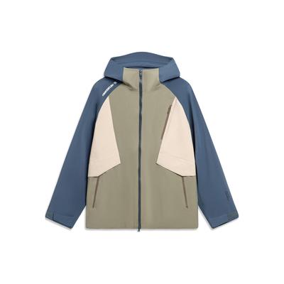 Li Ning CF Su Wan Long Jia Series Professional Outdoor ветрозащитная водоотталкивающая дождевая куртка унисекс грязно-оливково-зеленая AFDT825-2