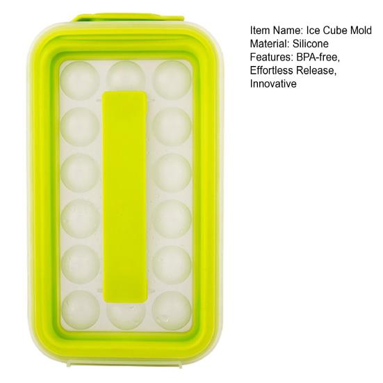 Форма для кубиков льда с крышкой, пищевой силикон, аппарат для изготовления кубиков льда, без BPA, легкое извлечение, удаление одним нажатием, лоток для льда для морозильной камеры
