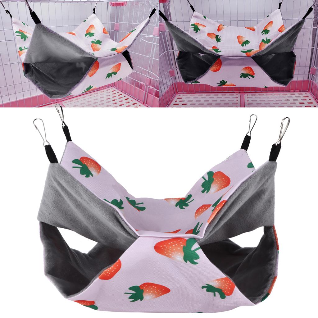 Pet Hamster Hanging Hammock Summer Double Sided Hammock Suitable for Parrots Rabbits Mice SquirrelsS Strawberry