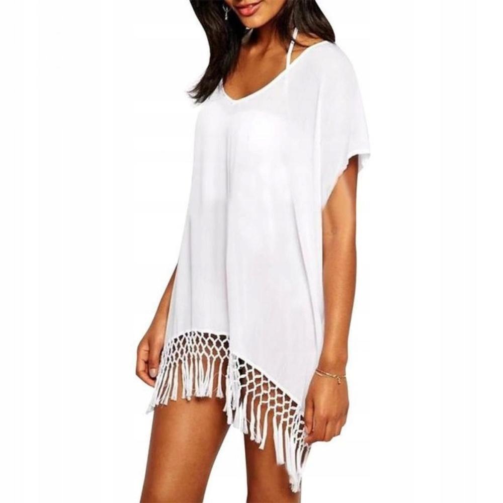 Kimono dress cape tunic pareo summer beach white boho with lace
