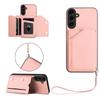 For Samsung Galaxy S24 Case Card Holder Kickstand Skin-Touch Phone Cover with Wrist Strap