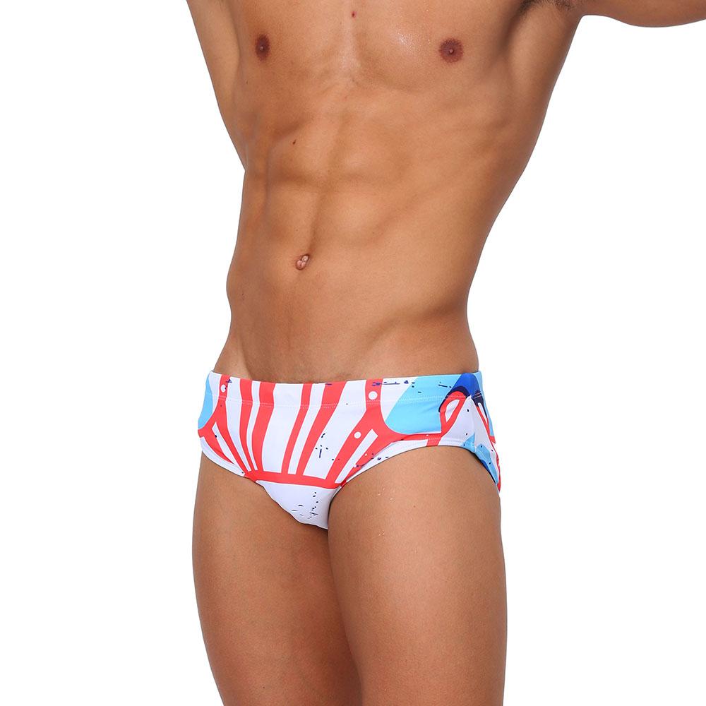 Men's Fashion Floral Printed Swimming Briefs Low Waist Plus Size Summer Beach Wear FREESTYLE UP-LIFT
