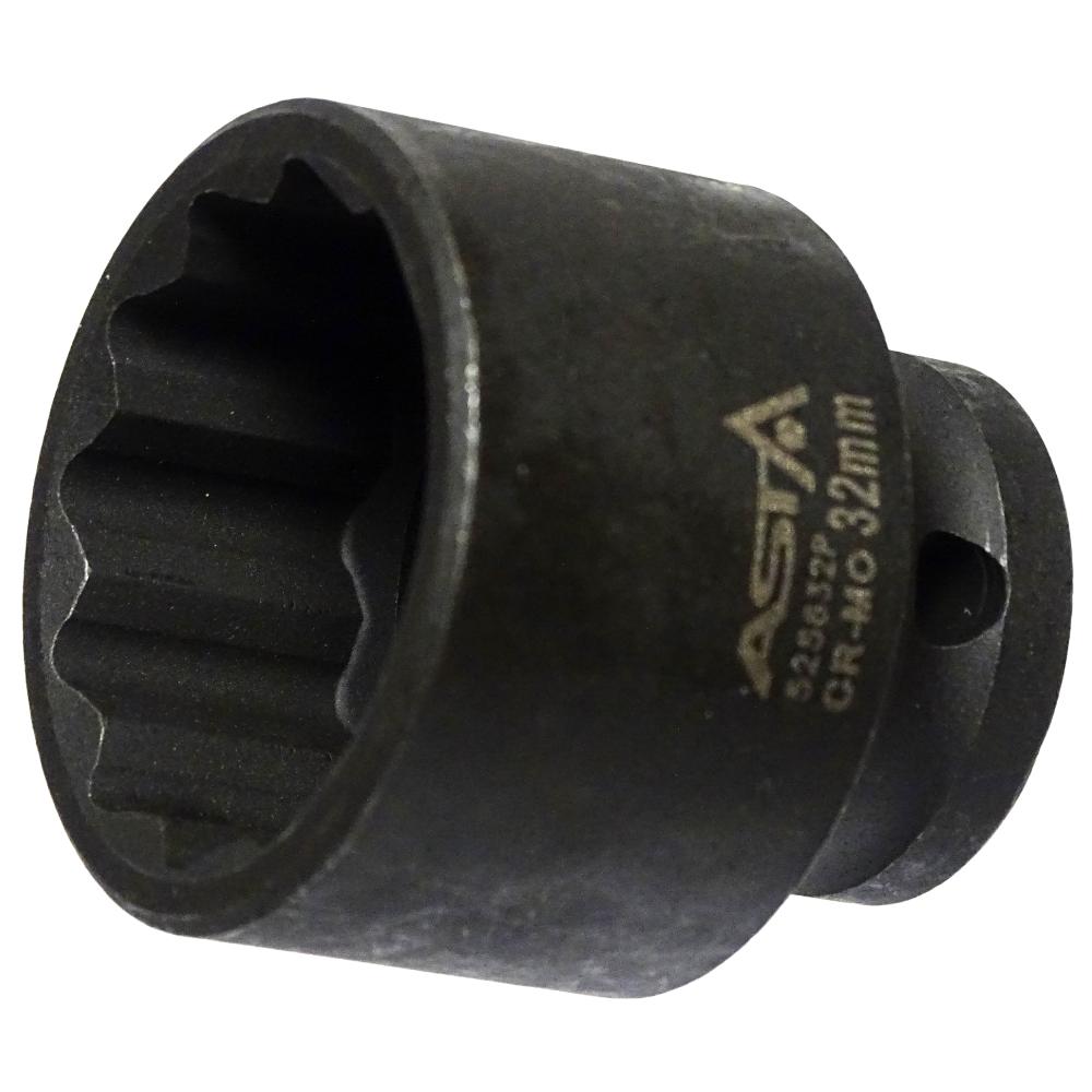 Impact socket 32mm 12-point 1/2' socket wrench CR-Mo, Asta