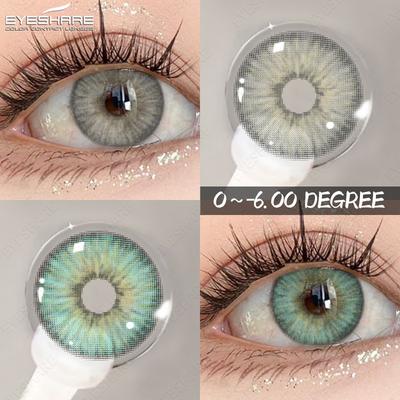 Близорукость Глаз Натуральные серые линзы для глаз с диоптриями Зеленые контактные линзы для глаз