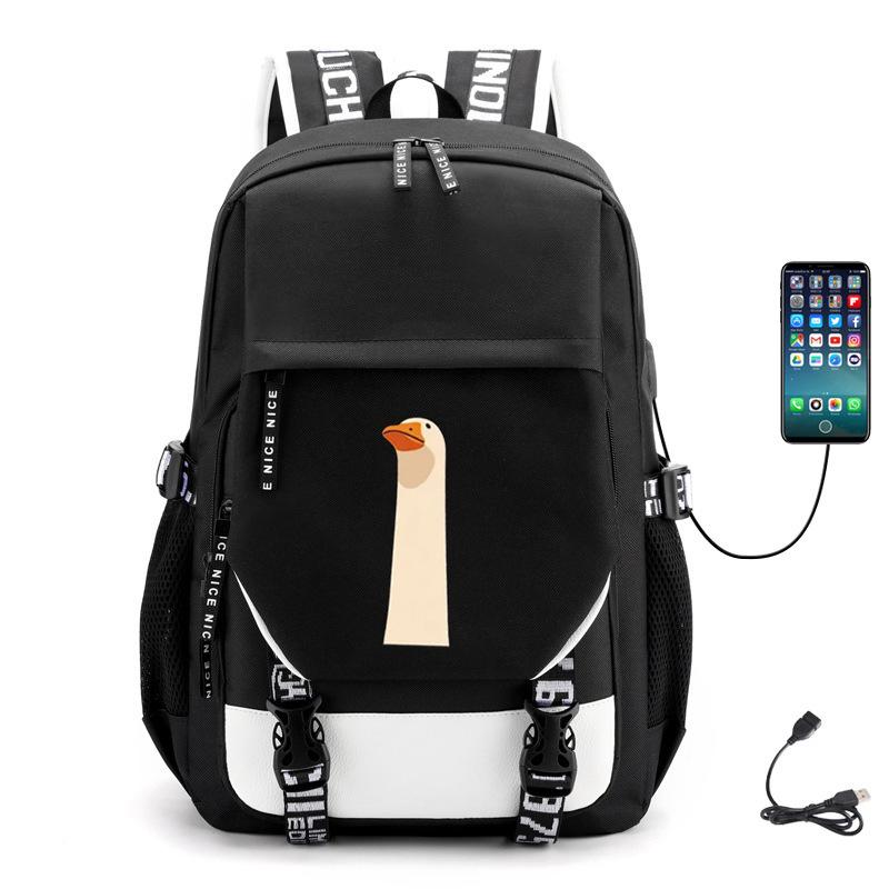 Multifunctional Goose Backpack Large Capacity Student Bag Leisure Travel Usb Computer Bag