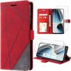 Case for Samsung Galaxy A36 5G - BOOLING - 360 Degree Protection Red PU Leather - 2 Tempered Glasses