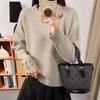 Solid Color Basic Versatile Round Neck Inner Pullover Sweater Women's Autumn and Winter New Nail Bead Soft Waxy Bottoming Knitted Sweater