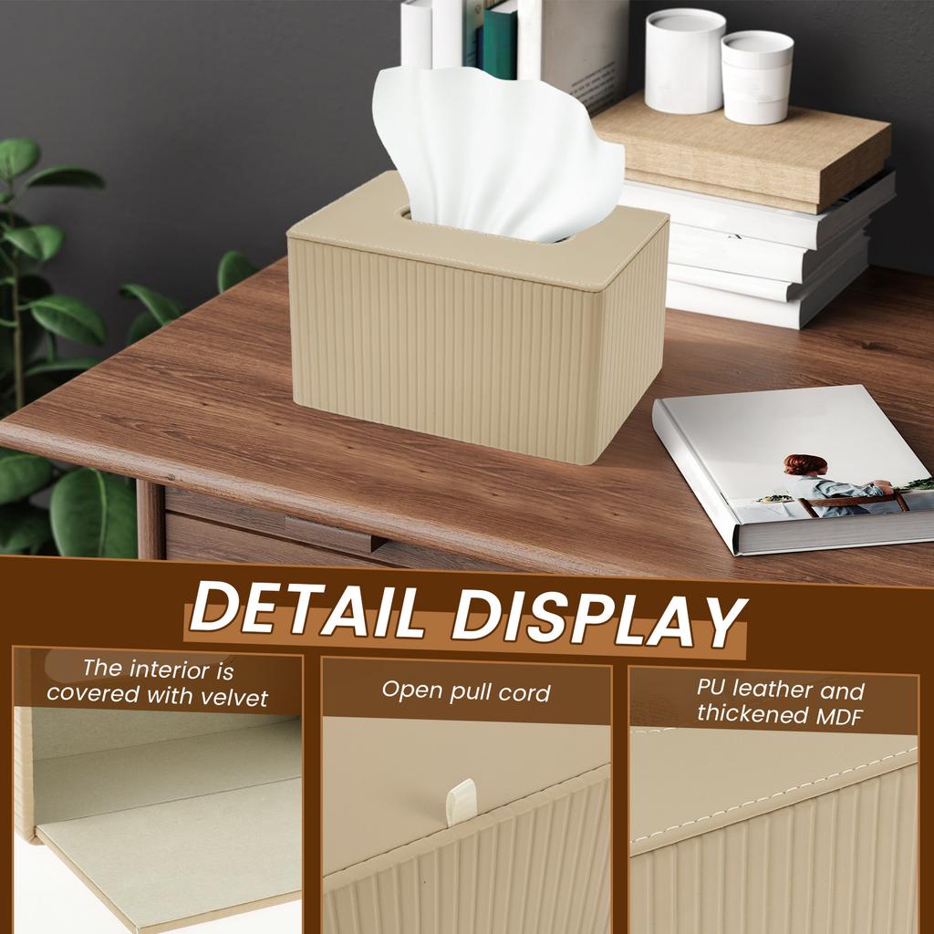 Tissue Box PU Leather Rectangular Tissue Box with Magnetic Bottom Decorative Rectangular Tissue Dispenser for Home Dining Room