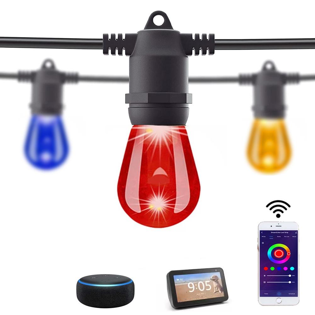 10m 12V LED Outdoor String E27 S14 RGBW TUYA APP Controller Waterproof Patio Backyard Holiday Lights Decoration Garden