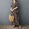 DIMANAF 2025 Летнее Женское Платье Большого Размера Свободного Кроя Новое Базовое Цветочное Винтажное Принтованное Длинное Платье Повседневное Платье Макси