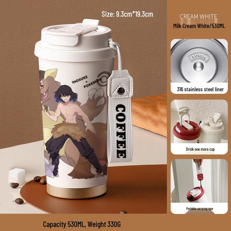 Кружка-термос с трубочкой из нержавеющей стали «Клинок, рассекающий демонов» Агацума Зеницу