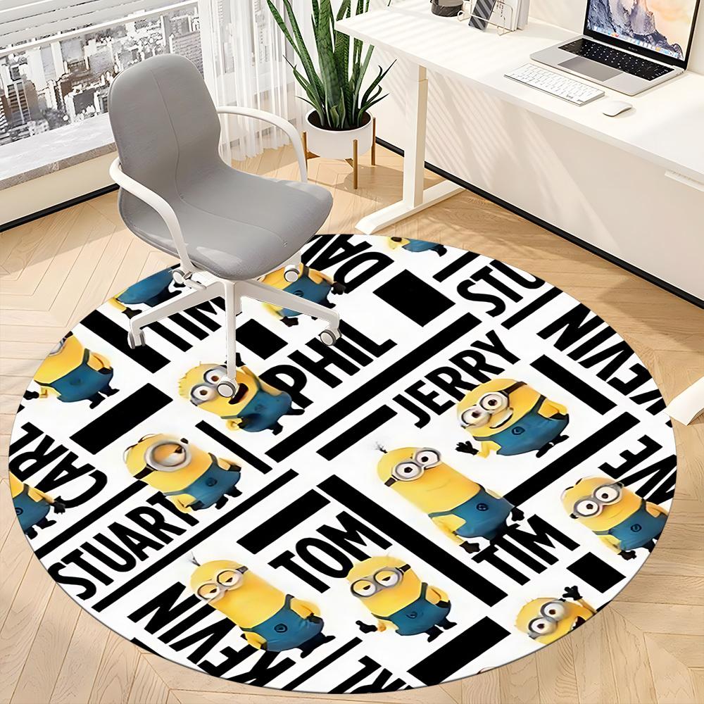 1PC Minions Characters Office Round Area Rug, Indoor Mat Suitable For Office, Under Office Chairs Bedroom Living Room Home Decor, Room Deco1101