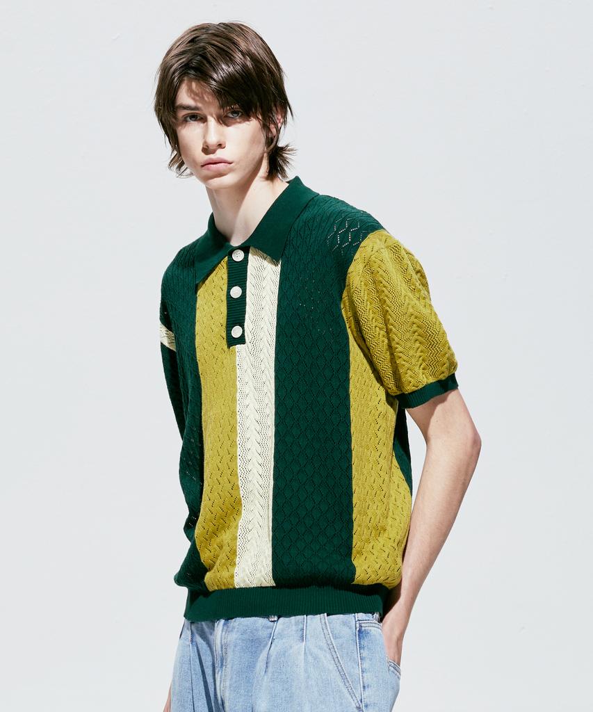SSY Flower Garden 3-Pattern Half Knit Pique Green