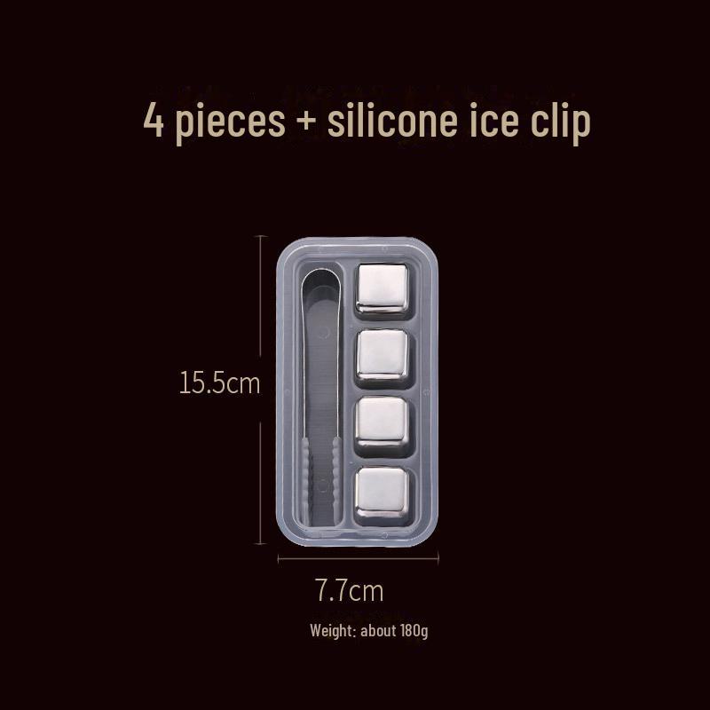 304 Stainless Steel Whiskey Ice Cubes - Fast-Freeze Metal Cooling Stones