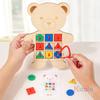 Wooden Lacing Bear Toy with Pattern Cards Learning Sewing Toy Shape Color Sorting Montessori Math Toy Match Toddler Game Gifts