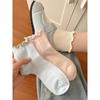 Cream-colored Fairy Short Socks, Solid-colored Black Ear-trimmed Vertical Striped Versatile Socks, Summer Girls' Thin Mesh Breathable