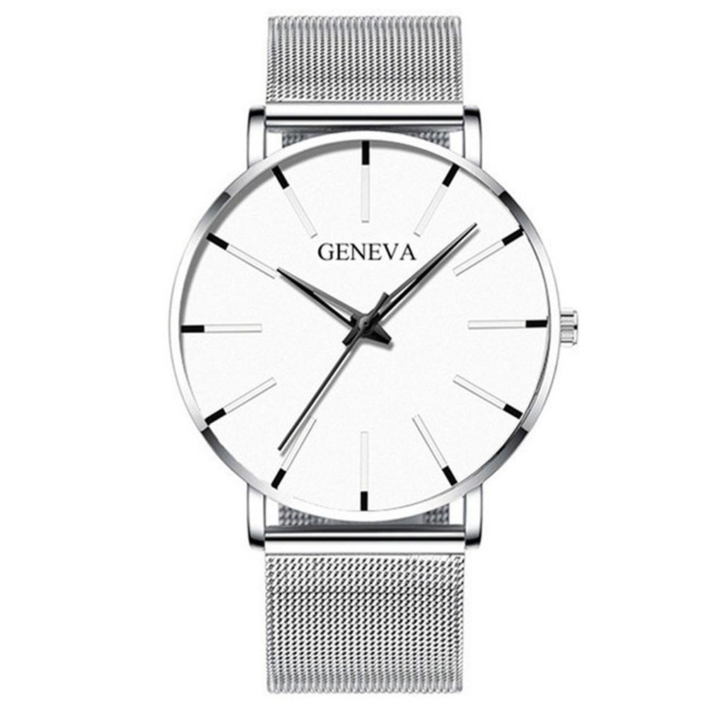 Men's Fashion Ultra Thin Watches Business Stainless Steel Mesh Quartz Watch