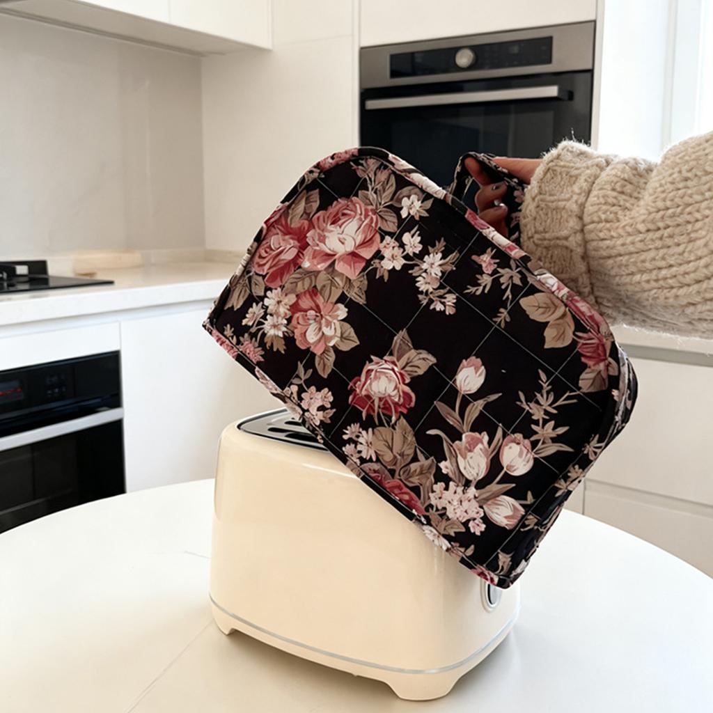 Quilting Fabric Dust Sleeve with Handle Quilted Bread Machine Cover Foldable Toaster Machine Storage Bag for Home Kitchen