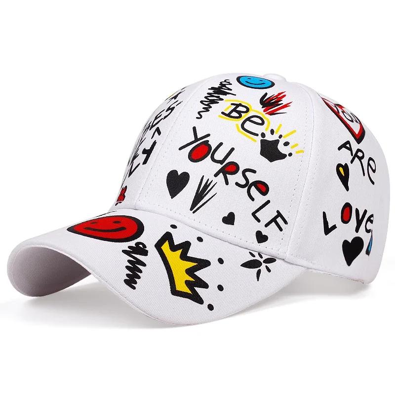 Unisex Letter Printing Graffiti Baseball Caps Outdoor Adjustable Spring and Autumn Casual Sunscreen Hat