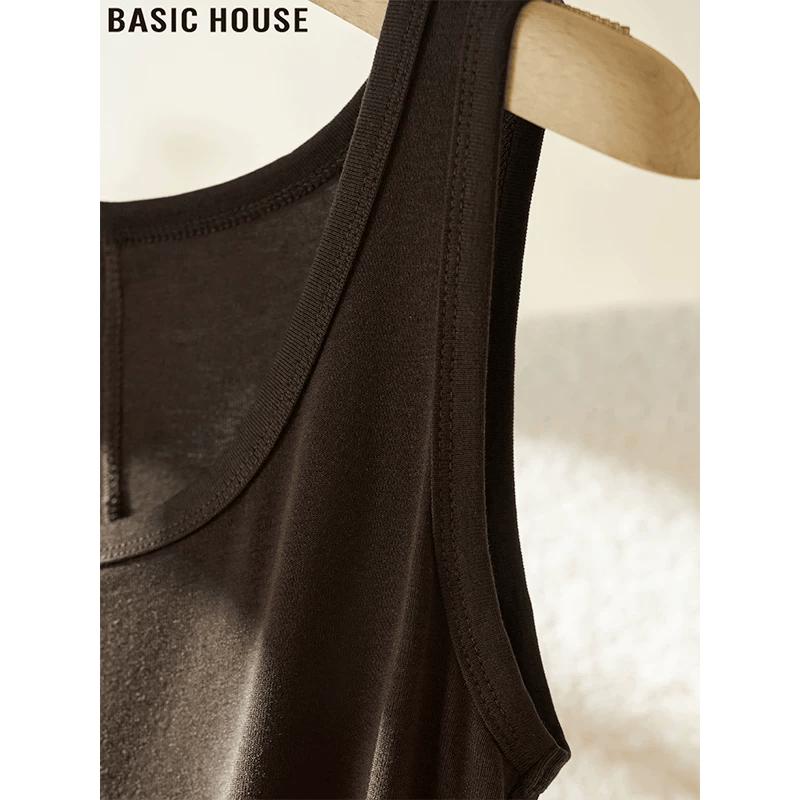 Базовый женский топ-майка Basic House из смесовой ткани с лиоцеллом, с U-образным вырезом