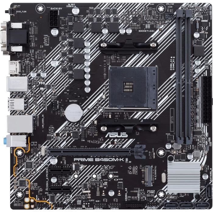 Carte mère - ASUS - Prime B450M-K II - AMD B450 - Emplacement AM4 micro ATX