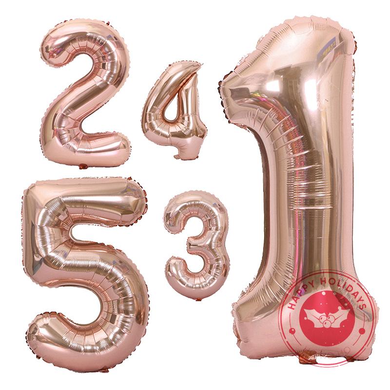 40" Rose Gold Number Balloon Decoration Anniversary Birthday Wedding New Year Celebration Aluminum Foil Digital Helium Balloons