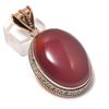 Итальянский Красный Коралл Драгоценный Камень Медный Ювелирный Кулон 2.17"