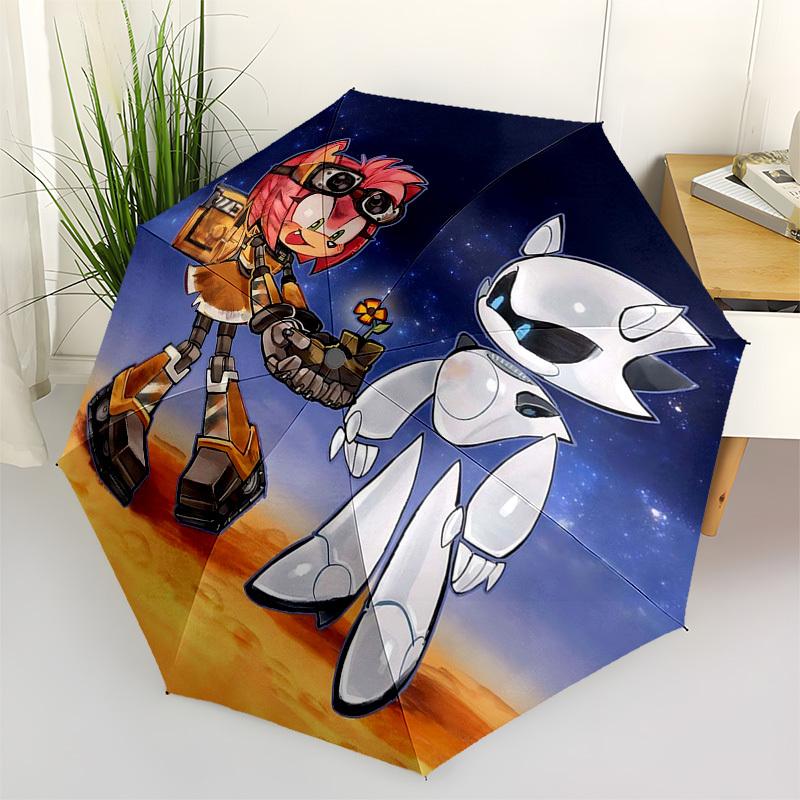 1pc Sonic the Hedgehog Inspired Umbrella Automatic Opening & Closing, Foldable Design, Outdoor for Fans, Travelers, Everyday Use, Gift Idea.R097