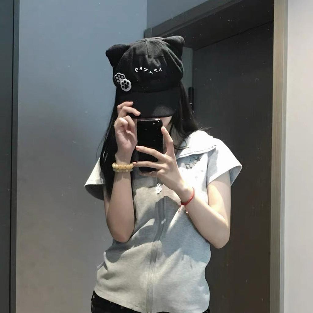 Косплей бейсболка с кошачьими ушками для подростков, девочек, женщин, забавная шапка с ушками, Y2K хип-хоп шапка, все сочетающаяся шляпа от солнца, головной убор на Хэллоуин