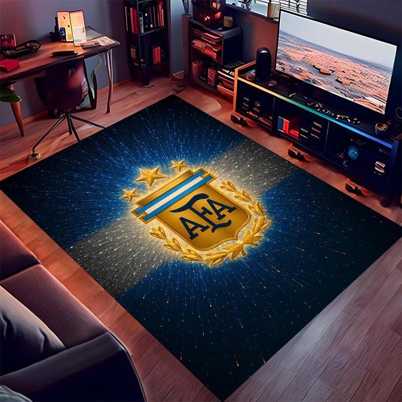 1pc Argentina Football Print Area Rug - Soft,Washable Non-Slip Indoor Mat for Office Chairs,Living Room,Home Office Decorative Rug