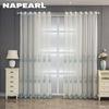1PC European Transparent Luxury Handmade Pearl Embroidered Sheer Curtains for Living Room Bedroom Home Decor