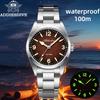 ADDIESDIVE AD2544 Роскошные кварцевые мужские часы 316L Нержавеющая сталь 100M Водонепроницаемые для дайвинга C3 Ретро Люминесцентные Сапфировое стекло НОВЫЕ Наручные часы