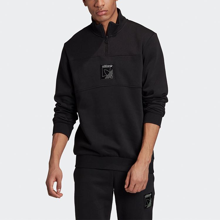 Adidas Originals Sprt Icon Qztt Sweatshirts Men's Black Stand Collar Thickened Regular GD5821