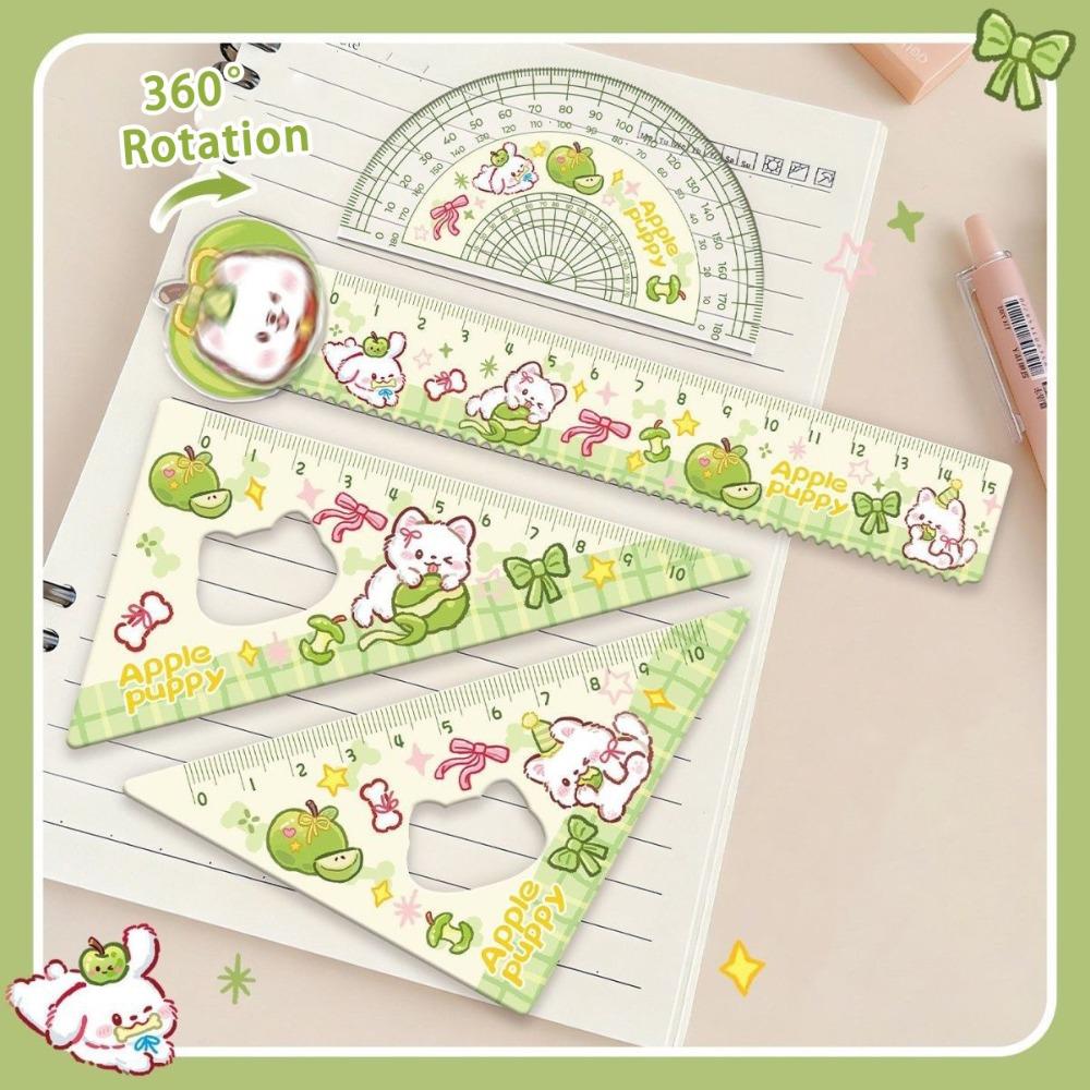 4pcs Acrylic Straight Ruler Measurement Drawing Stationery Set Square Protractor School Office