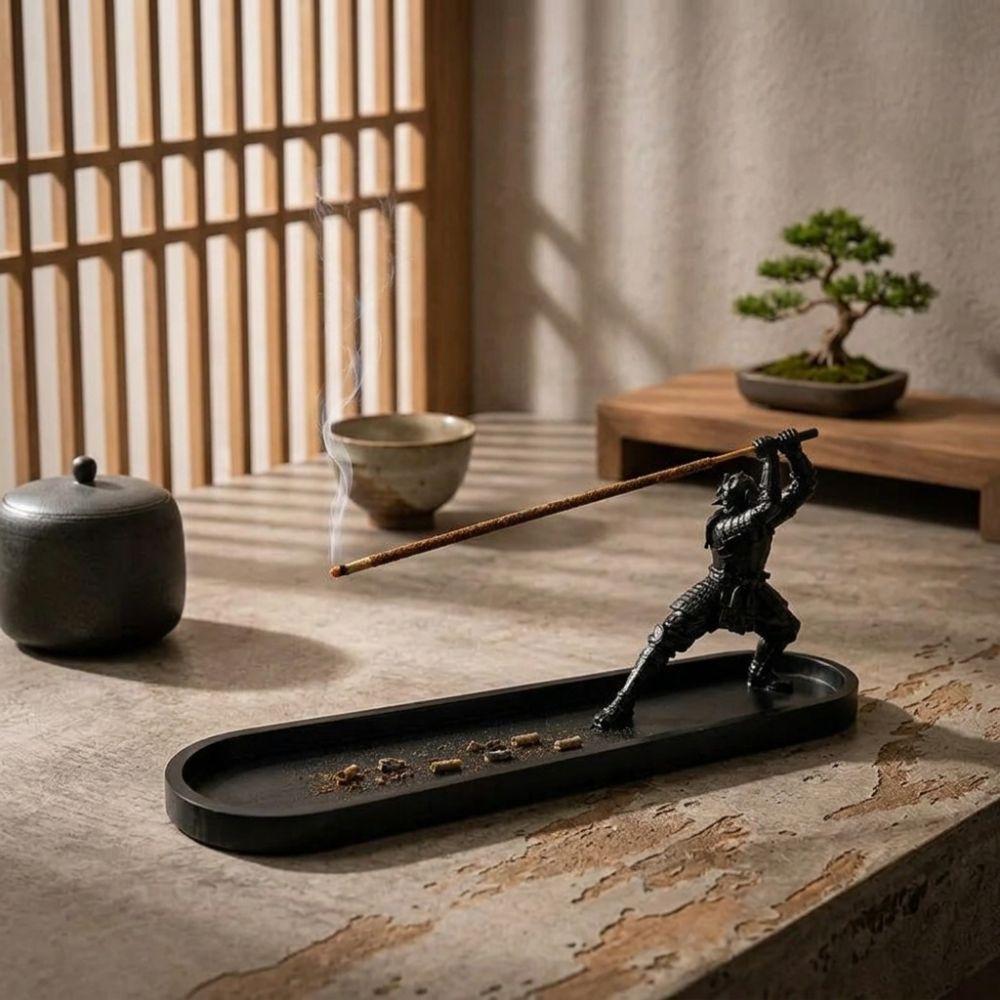 Zen Style Incense Burner with Ash Catcher Novelty Incense Stick Holder Desktop Decor