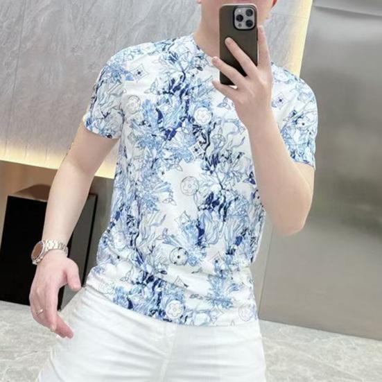 Мужская летняя футболка с принтом, короткий рукав, круглый вырез, повседневная облегающая футболка для повседневной носки, для улицы, отпуска, путешествий