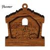 Holiday Atmosphere Hanging Crafts 3D Wooden Light Up Christmas Ornament, Layered House Tree Snowman Exquisite Gift Ornaments Nativity Scene Decoration